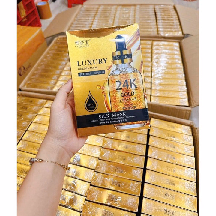 Mặt Nạ Vàng 24K Hộp 10 Cái Dưỡng Ẩm Phục Hồi Hư Tổn Da Mặt - Gdn - Ảnh 2