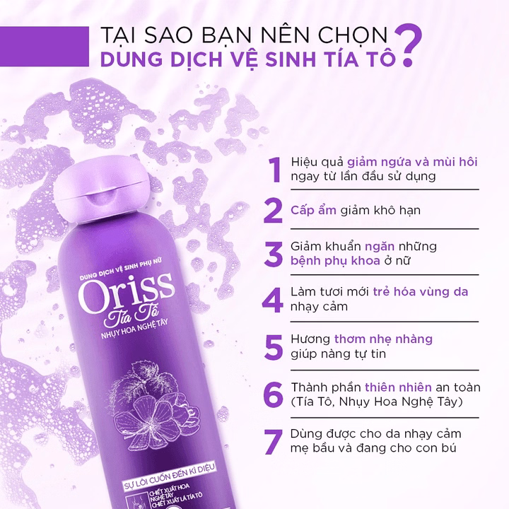 Dung Dịch Vệ Sinh Tía Tô Oriss 200Ml Giúp Làm Sạch - Kháng Viêm - Ngăn Mùi Hôi Và Nấm Ngứa - Ảnh 3