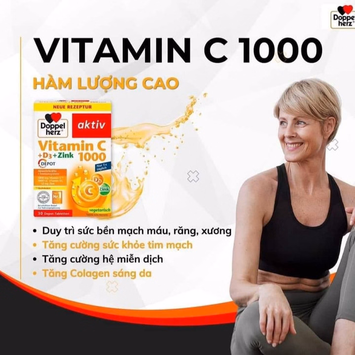 Viên Trắng Da Tăng Cường Đề Kháng Vitamin C + D3 + Kẽm - Doppelherz - Ảnh 2