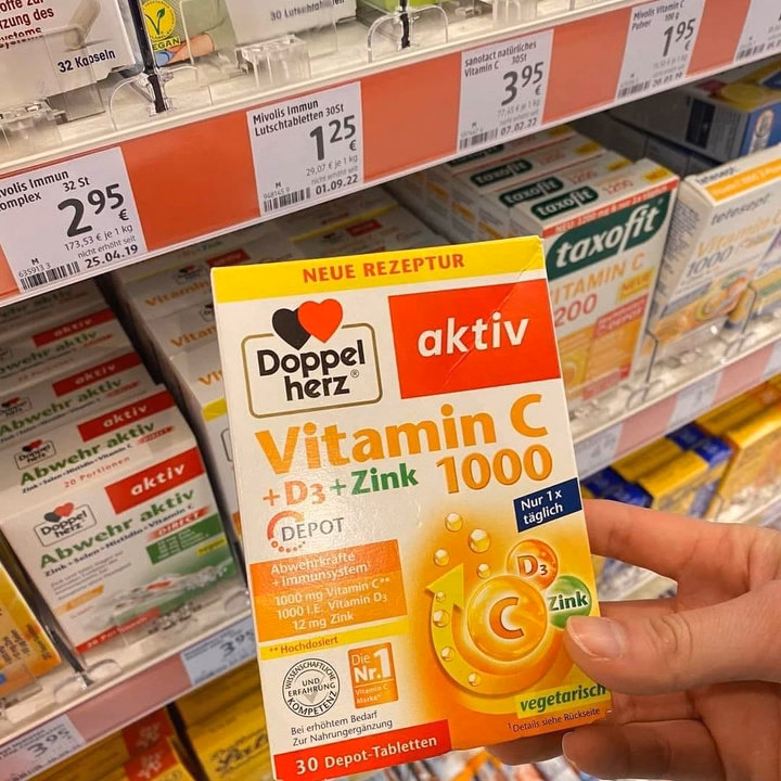 Viên Trắng Da Tăng Cường Đề Kháng Vitamin C + D3 + Kẽm - Doppelherz - Ảnh 4