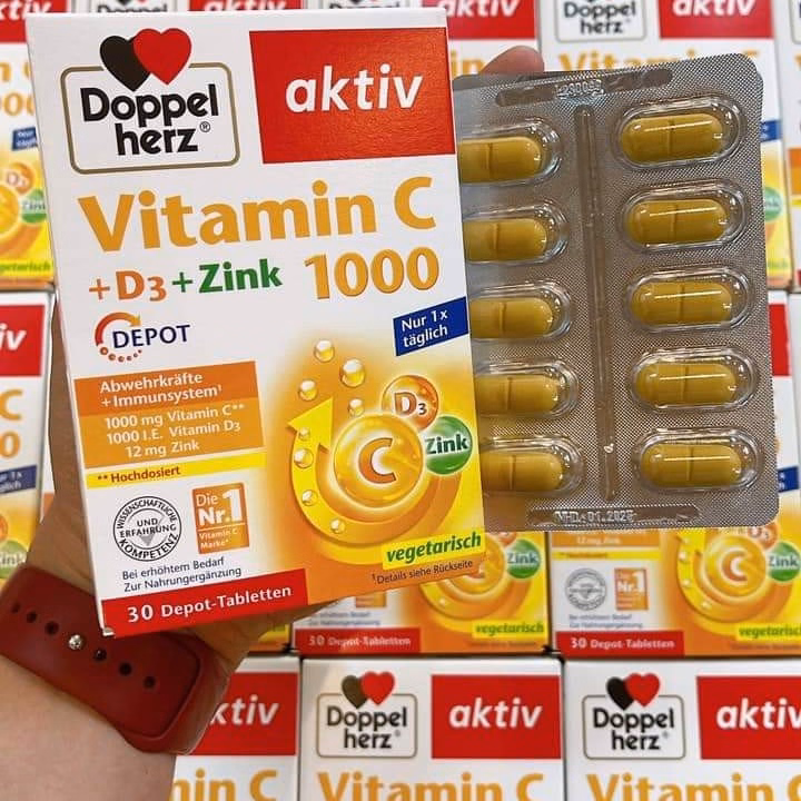 Viên Trắng Da Tăng Cường Đề Kháng Vitamin C + D3 + Kẽm - Doppelherz - Ảnh 3