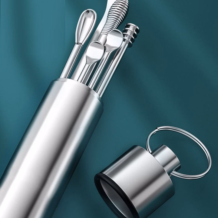 Bộ Lấy Ráy Tai 6 Món Hộp Inox - Su - Ảnh 6