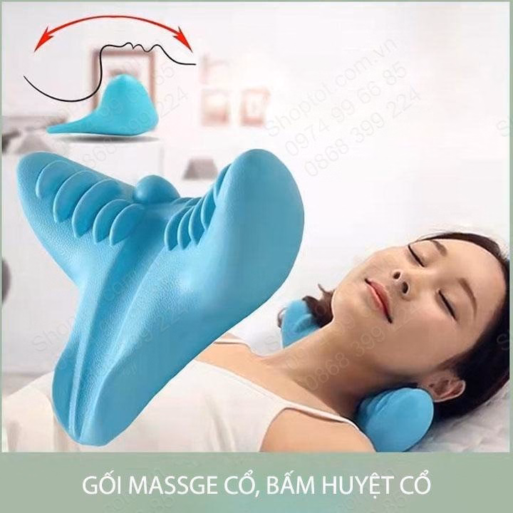 Gối Massage Bấm Huyệt, Nắn Chỉnh Cổ Vai Gáy Bằng Nhựa Mềm - Su - Ảnh 3