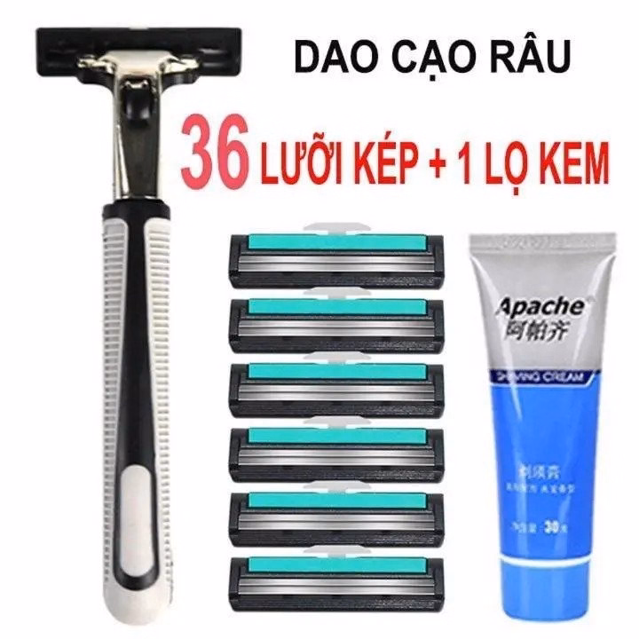 Bộ Dao Cạo Râu 36 Lưỡi Tặng Tuýp Kem - Gdn - Ảnh 2