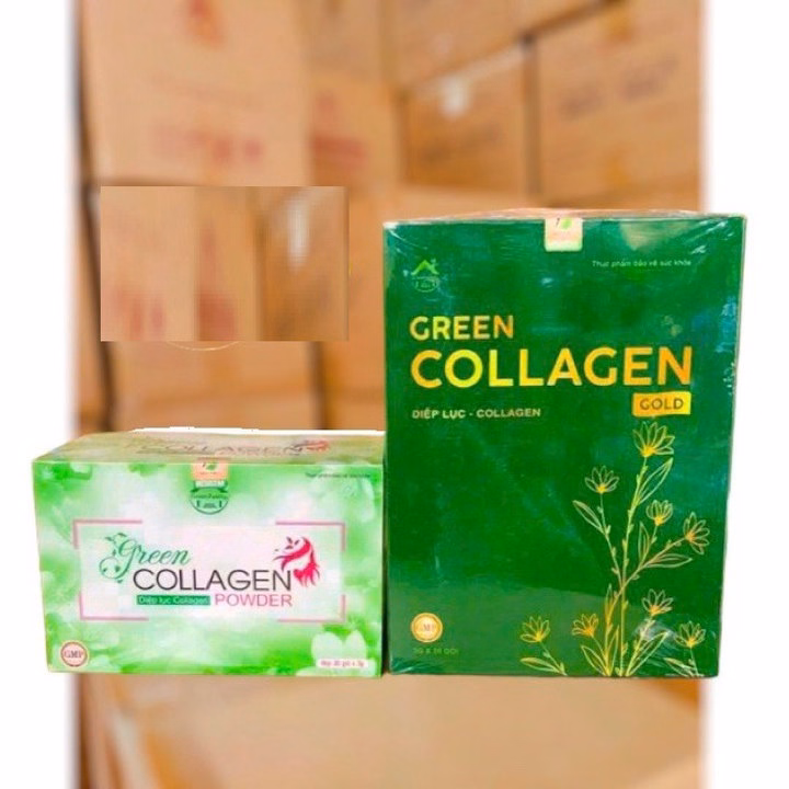 Diệp Lục Collagen Gold Chính Hãng Green Giảm Mụn Nám Tàn Nhang, Hổ Trợ Trắng Da Mịn Hộp 30 Gói - Gdn