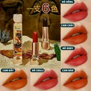 Son 6 Màu Agag Son Môi Lì Mẫu Mới Độc Lạ Có 6 Màu Chuẩn Trong 1 Cây Son Kt2 - Gdn