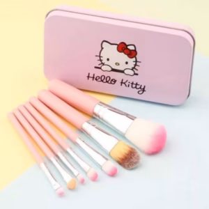 Bộ Cọ Trang Điểm 7 Món Nhỏ Xinh Màu Hồng Kèm Hộp Đựng Hello Kitty