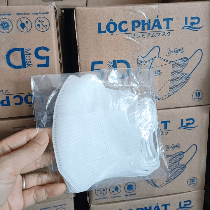 Combo 500 (50 Gói) Cái Khẩu Trang 5D Màu Trắng Túi Bóng Ctb674- Bechip - Ảnh 6