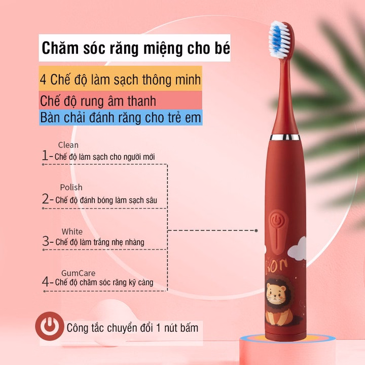 Bàn Chải Đánh Răng Trẻ Em Bằng Điện Tặng Kèm 5 Đầu Bàn Chải Thay Thế 56550 - Lady'S Passion
