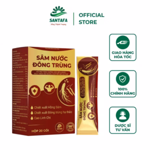 Nước Đông Trùng Hạ Thảo Giúp Bồi Bổ Cơ Thể Tăng Sức Khỏe Hỗ Trợ Ăn Ngủ Ngon Giảm Mệt Mỏi - Hộp 20 Gói - Santafa