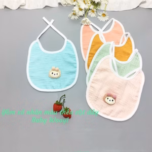 Set 3 Yếm Vải Nhăn Wooji Vuông Buộc Dây Cho Bé 55410 - Lady'S Passion