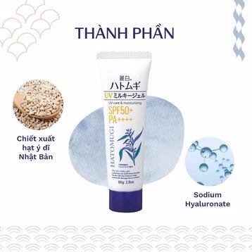 Kem Chống Nắng Hatomugi Dưỡng Ẩm, Làm Sáng Da, Nâng Tông 70/80G Ctb16 - Bechip - Ảnh 6