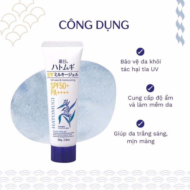 Kem Chống Nắng Hatomugi Dưỡng Ẩm, Làm Sáng Da, Nâng Tông 70/80G Ctb16 - Bechip - Ảnh 7