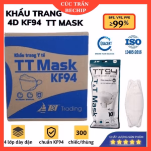 Combo 300 Cái Khẩu Trang Kf94 4D Mask Màu Trắng Dày Đẹp Ctb510 - Bechip