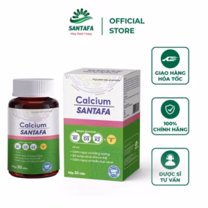 Viên Uống Bổ Sung Canxi Và Khoáng Chất Cần Thiết Giảm Loãng Xương, Còi Xương, Tăng Chiều Cao, Giảm Thiếu Hụt Canxi Ở Phụ Nữ Có Thai Calcium Santafa Hộp 30 Viên