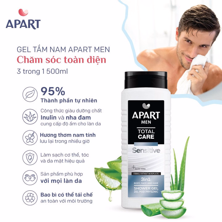 Gel Tắm Nam Chăm Sóc Toàn Diện 3 Trong 1 500Ml- Apart Men - Ảnh 3