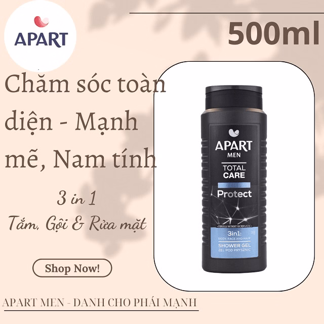 Gel Tắm Nam Dưỡng Ẩm, Bảo Vệ Da 3 Trong 1 500Ml- Apart Men - Ảnh 2