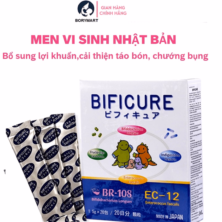 Men Vi Sinh Nhật Bản Bificure 20 Gói-Hỗ Trợ Bổ Sung Lợi Khuẩn, Cải Thiện Táo Bón, Giảm Rối Loạn Tiêu Hoá