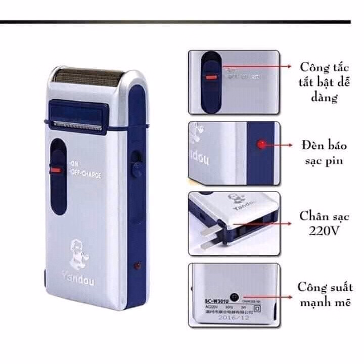 Máy Cạo Râu Yandou Scw 301U Sử Dụng Sạc Pin - Ảnh 3