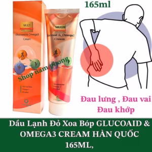 Dầu Lạnh Hàn Quốc Đỏ Xoa Bóp Multi Glucoaid & Omega3 Cream 165Ml Xoa Bóp Nhức Mỏi Xương Khớp, Vai Gáy - Gdn
