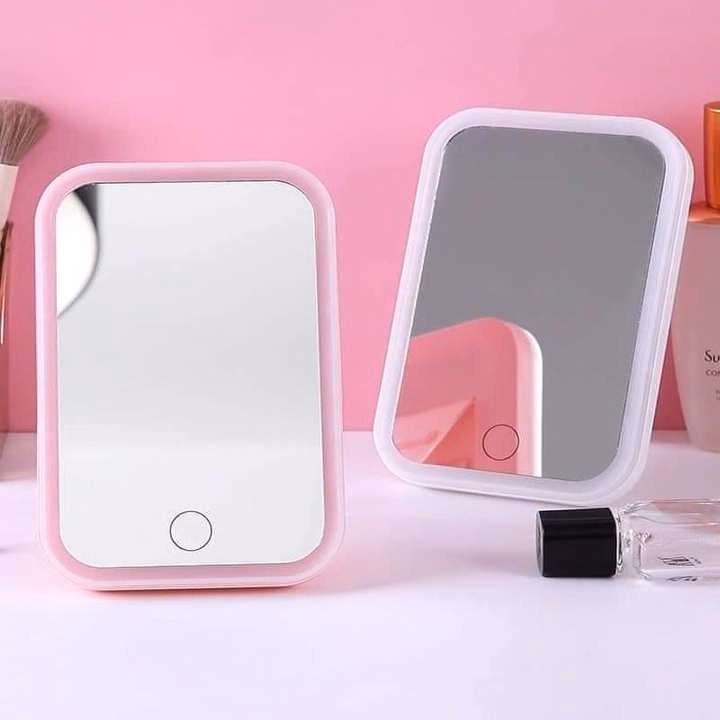 Gương Led Để Bàn Hình Chữ Nhật Dùng Pin Siêu Xinh