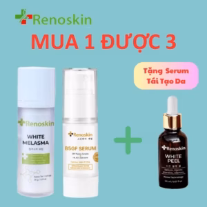 Combo Trị Nám Ban Ngày Tặng Serum Tái Tạo Da White Peel Renoskin