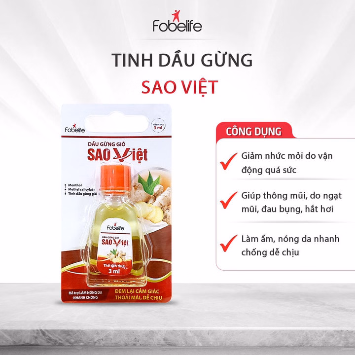 Dầu Gừng Sao Việt Giúp Giảm Đau Đầu, Nghẹt Sổ Mũi, Xoa Bóp Giảm Đau Vai Gáy - Fobelife - Ảnh 2