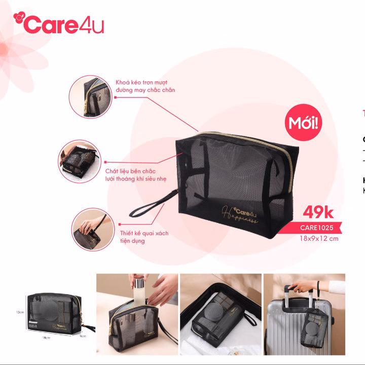 Túi Đựng Mỹ Phẩm Cao Cấp Care4U 18X9X12 Cm - Ảnh 6