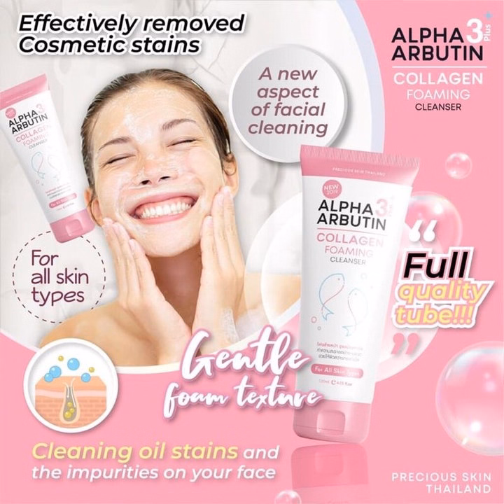 Sữa Rửa Mặt Trắng Da Ngăn Ngừa Mụn Alpha Arbutin Lollagen Foaming Cleanser Thái Lan 120Ml - Gdn - Ảnh 8