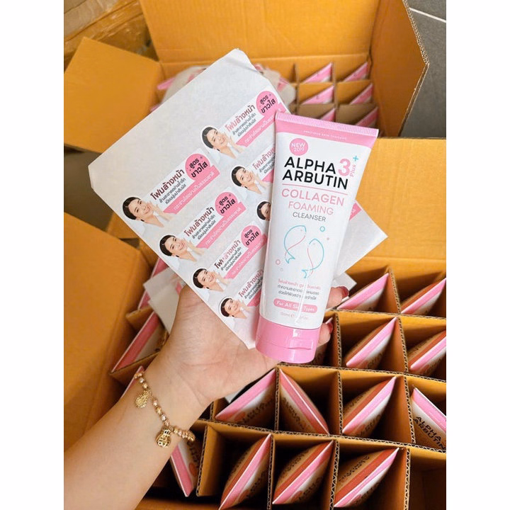 Sữa Rửa Mặt Trắng Da Ngăn Ngừa Mụn Alpha Arbutin Lollagen Foaming Cleanser Thái Lan 120Ml - Gdn