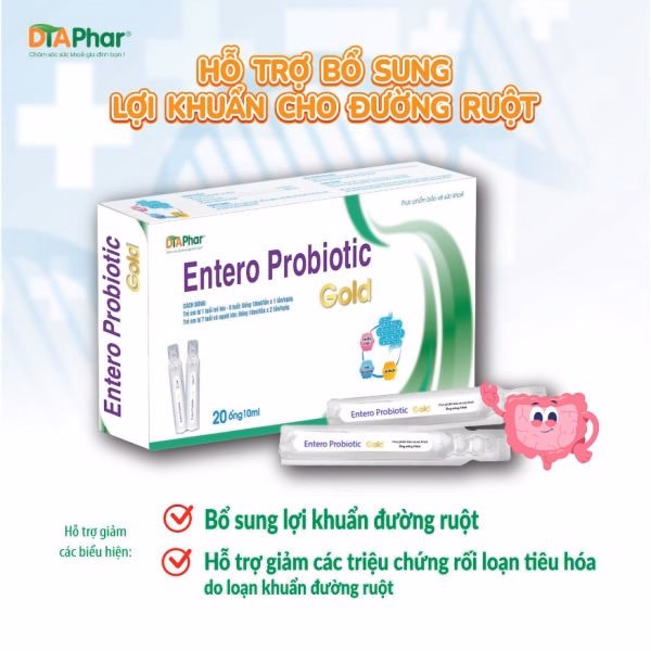 Men Uống Entero Probiotic Gold Hỗ Trợ Bổ Sung Lợi Khuẩn Đường Ruột Hộp 20 Ống - Ảnh 2
