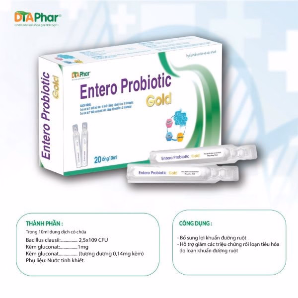 Men Uống Entero Probiotic Gold Hỗ Trợ Bổ Sung Lợi Khuẩn Đường Ruột Hộp 20 Ống - Ảnh 4
