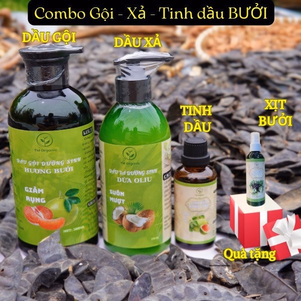 Combo Tóc Dành Cho Tóc Rụng Gồm 3 Chai Tặng 1 Xịt Bưởi - Tm Oganic