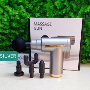 Súng Massage, Máy Massage Cầm Tay Đa Năng Trị Liệu 4 Đầu, 6 Chế Độ Cao Cấp Massage Gun - Silver