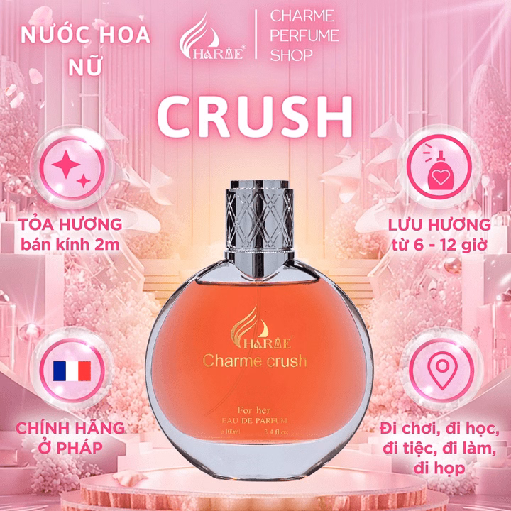 Nước Hoa Nữ Charme Crush 100Ml - Phiên Bản Mới Charme Chance Lưu Hương Lâu Phong Cách Nữ Tính, Tươi Mát