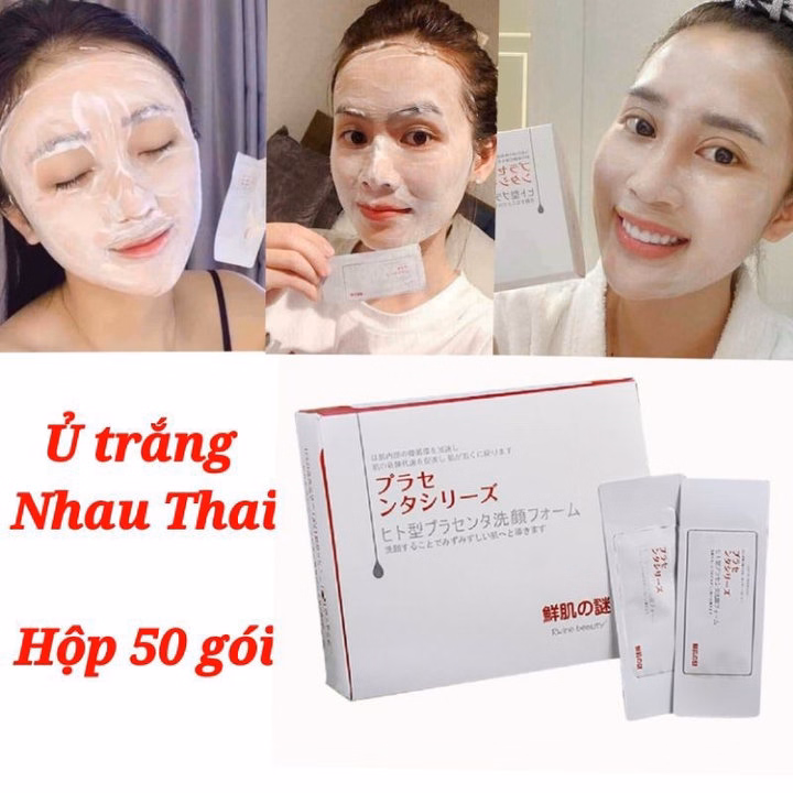 Hộp 50 Gói Ủ Trắng Nhau Thai Nhật Bản Dưỡng Ẩm, Trắng Da, Mờ Thâm Nám, Se Khít Lỗ Chân Lông - Gdn