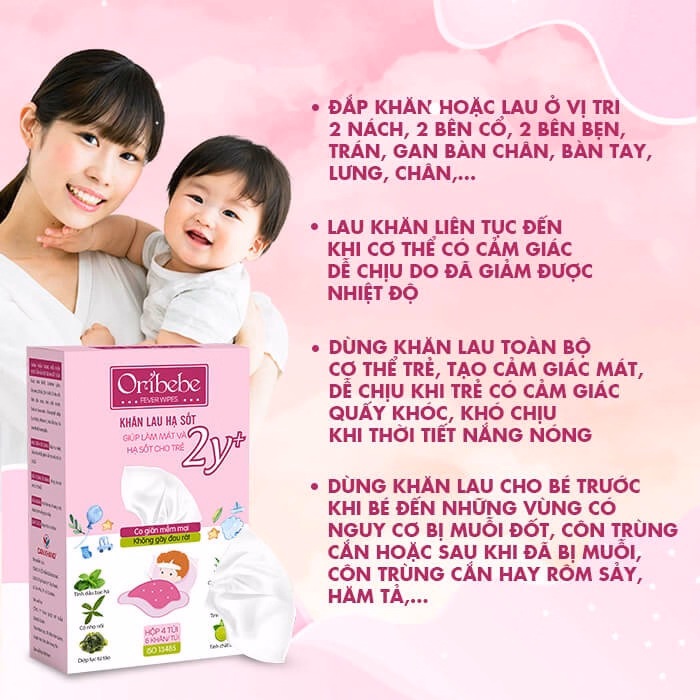 Khăn Lau Hạ Sốt Oribebe Cho Bé Giúp Hạ Nhiệt Giảm Sốt 0+/2Y+ Hộp 4 Túi X 6 Khăn - Oribe - Ảnh 4