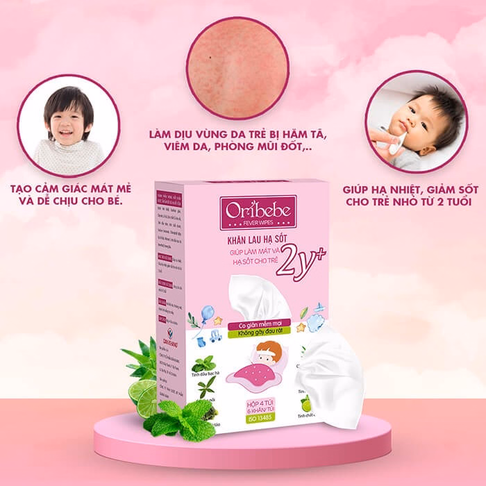 Khăn Lau Hạ Sốt Oribebe Cho Bé Giúp Hạ Nhiệt Giảm Sốt 0+/2Y+ Hộp 4 Túi X 6 Khăn - Oribe - Ảnh 5