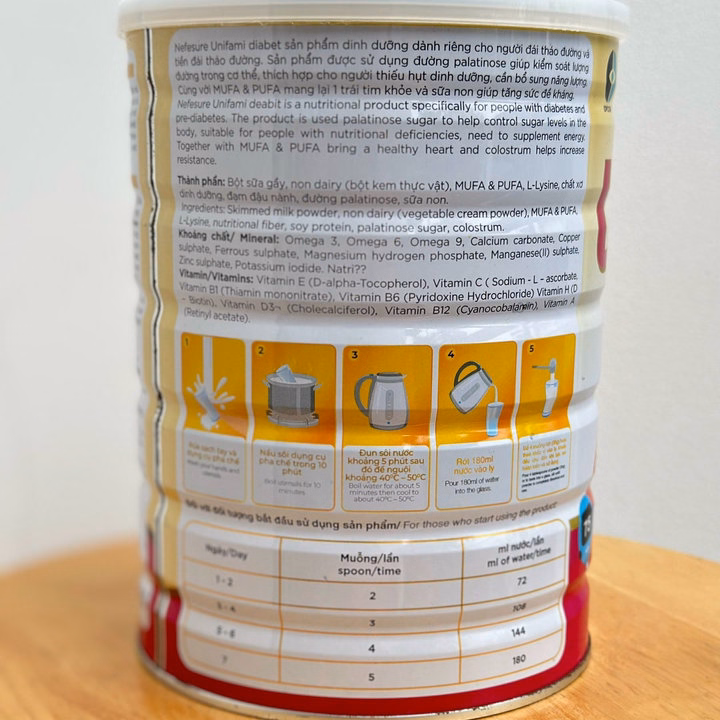 Sữa Bột Nefesure Unifami Diabet (850G) Dành Riêng Cho Người Đái Tháo Đường Và Tiền Đái Tháo Đường - Ảnh 4