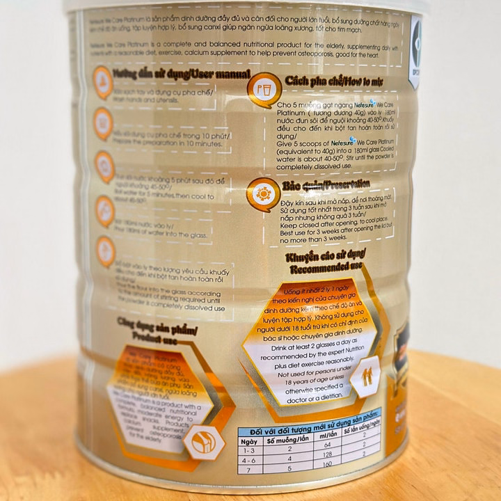 Sữa Bột Nefesure We Care Platinum (800G) Bổ Sung Canxi, Giúp Xương Chắc Khỏe Tốt Cho Tim Mạch - Ảnh 3