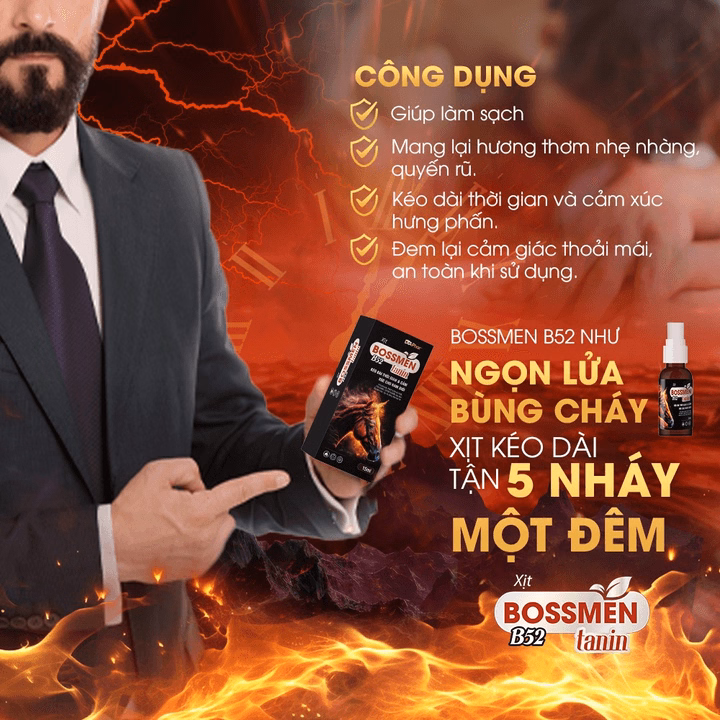 Xịt Bossmen B52 Hỗ Trợ Kéo Dài Thời Gian Quan Hệ Và Tăng Cảm Xúc Cho Nam Giới Hộp 15Ml - Ảnh 4