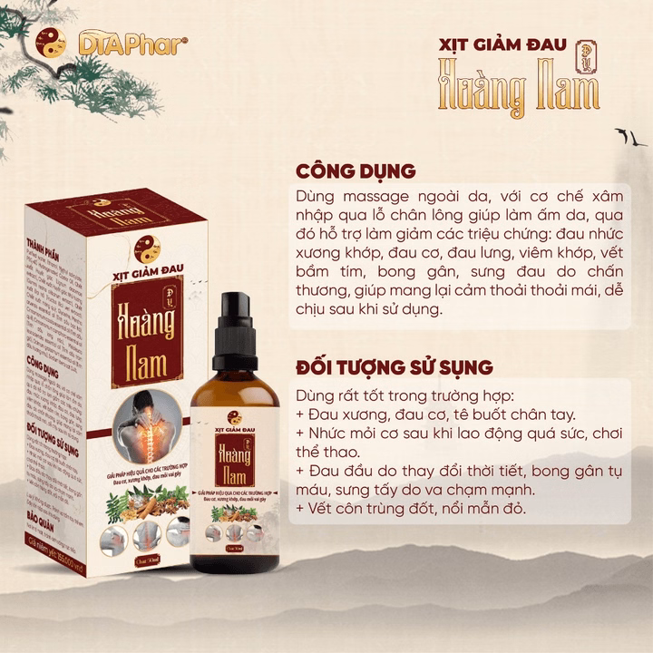 Xịt Giảm Đau Đông Y Hoàng Nam Hỗ Trợ Giảm Đau Nhanh Ngoài Gia Cơ Xương Khớp Chai 50Ml - Ảnh 3