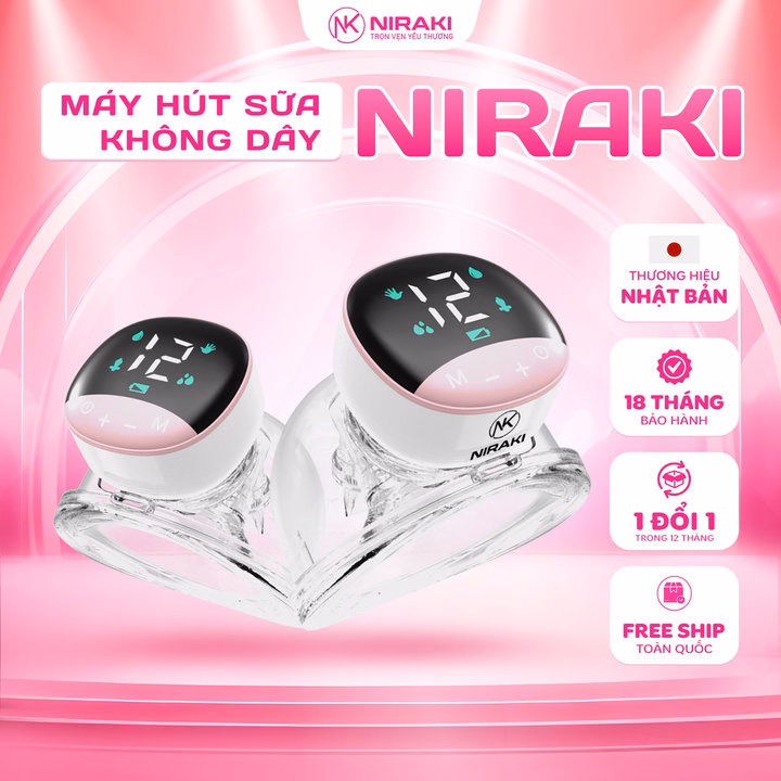 Bộ Đôi Máy Hút Sữa Không Dây Niraki - Hút Êm, Kiệt Sữa, Không Đau Rát, Bh 1 Đổi 1 Trong 12 Tháng