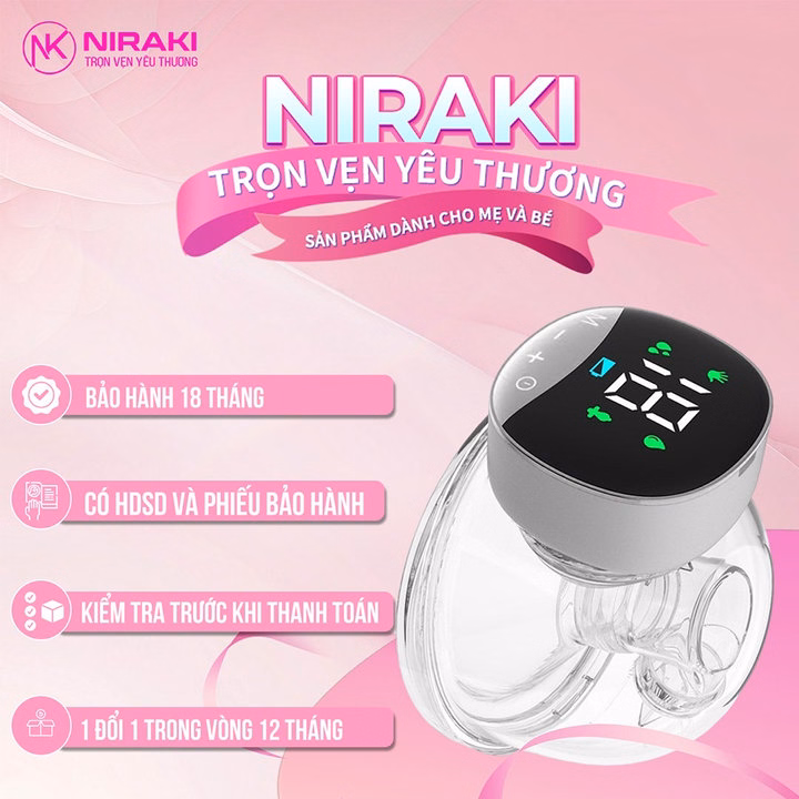 Bộ Đôi Máy Hút Sữa Không Dây Niraki - Hút Êm, Kiệt Sữa, Không Đau Rát, Bh 1 Đổi 1 Trong 12 Tháng - Ảnh 3