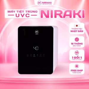 Máy Tiệt Trùng Niraki - Tiệt Trùng Bình Sữa, Sấy Khô, Bảo Quản Đồ Dùng Cho Bé - Tia Uvc, Mặt Tráng Gương, Dung Tích 18 Lít Bảo Hành Chính Hãng 18 Tháng