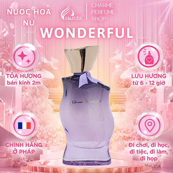 Nước Hoa Nữ Charme Wonderful 75Ml Lưu Hương Lâu Nhẹ Nhàng, Sang Trọng_Nước Hoa Chính Hãng