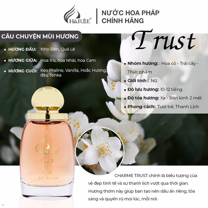 Nước Hoa Nữ Charme Trust 100Ml Bản Mới 2024, Hương Hoa Cỏ Trái Cây, Tươi Mát, Lưu Hương Lâu - Ảnh 5