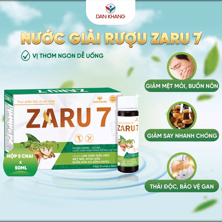 (Hộp 5 Chai) Nước Giải Rượu Zaru 7 Thanh Nhiệt Mát Gan Hỗ Trợ Giảm Mệt Mỏi, Nhức Đầu, Buồn Nôn Do Rượu Bia - Dân Khang - Ảnh 2