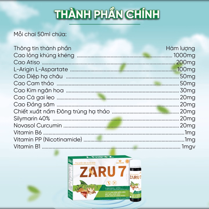 (Hộp 5 Chai) Nước Giải Rượu Zaru 7 Thanh Nhiệt Mát Gan Hỗ Trợ Giảm Mệt Mỏi, Nhức Đầu, Buồn Nôn Do Rượu Bia - Dân Khang - Ảnh 6