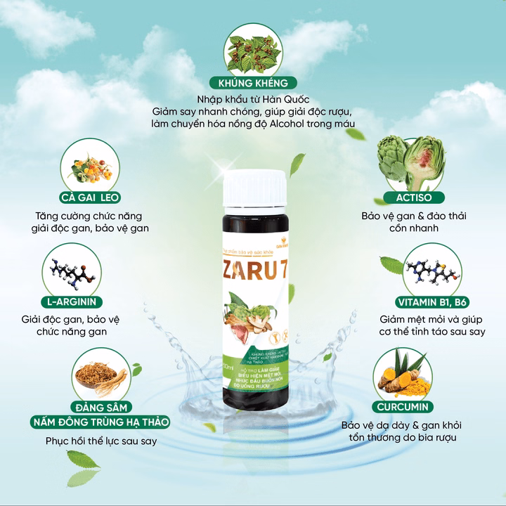 (Hộp 5 Chai) Nước Giải Rượu Zaru 7 Thanh Nhiệt Mát Gan Hỗ Trợ Giảm Mệt Mỏi, Nhức Đầu, Buồn Nôn Do Rượu Bia - Dân Khang - Ảnh 5
